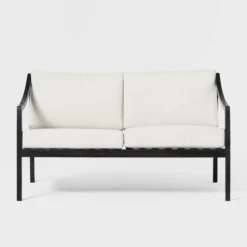 Saracina Home Mid-Century Modern Slatted Acacia Outdoor Bench With Cushions -Saracina Home GUEST f159d085 5aa2 453a a258 0e99b25d8120