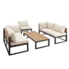 4pc Metal & Wood All Weather Patio Sectional Set - Natural - Saracina Home -Saracina Home GUEST f449b833 16af 42b9 8980 c1fc5b48a8af