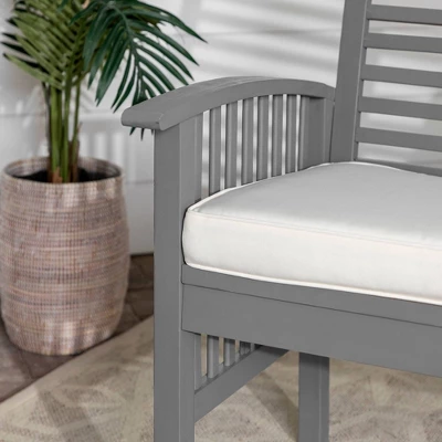 Ravenscroft Modern Boho Acacia Wood Slatted Outdoor Loveseat With Cushion - Saracina Home 8 Ravenscroft Modern Boho Acacia Wood Slatted Outdoor Loveseat With Cushion - Saracina Home - Image 6