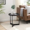 Modern Minimalist Tray Top Round Glass Side Table Black - Saracina Home -Saracina Home GUEST f488a74d 05cf 4286 8619 3dd01b5996d4