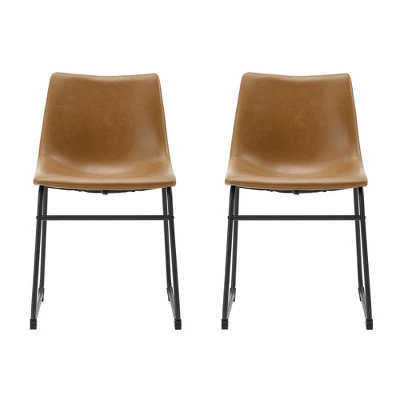 Set Of 2 Laslo Modern Upholstered Faux Leather Dining Chairs - Saracina Home 4 Set Of 2 Laslo Modern Upholstered Faux Leather Dining Chairs - Saracina Home - Image 2