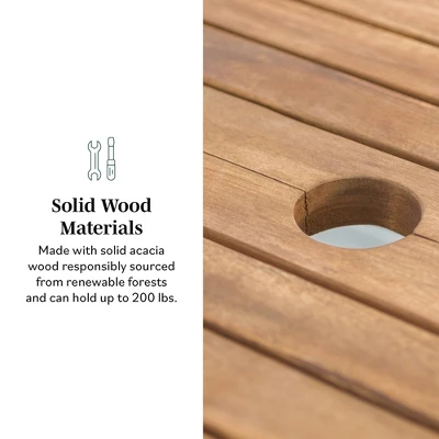 Ravenscroft Modern Boho Acacia Wood Slat Top Rectangle Extendable Outdoor Table - Saracina Home 11 Ravenscroft Modern Boho Acacia Wood Slat Top Rectangle Extendable Outdoor Table - Saracina Home - Image 9