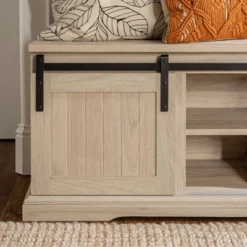 48" Transitional Sliding Door Wood And Metal Bench - Saracina Home -Saracina Home GUEST f9fbf77b c988 4b5d 96d0 71469346d6f6