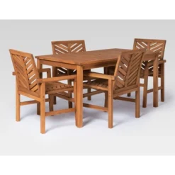 5pc Slatted Chevron Acacia Wood Patio Dining Set - Saracina Home -Saracina Home GUEST fa70badb acbd 4084 ae4d 76306d112264