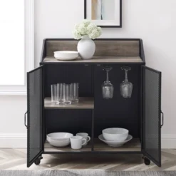 Urban Industrial Metal Mesh Bar Cart With Wheels - Saracina Home -Saracina Home GUEST ff406dda d620 4228 9ca2 9466e7b28653